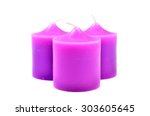 purple candles isolated on... | Shutterstock . vector #303605645