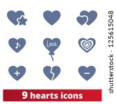 hearts icons  vector set of... | Shutterstock .eps vector #125615048
