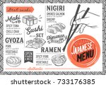 sushi menu for restaurant and... | Shutterstock .eps vector #733176385