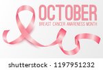 realistic pink ribbon  october... | Shutterstock .eps vector #1197951232