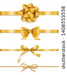 set of golden ribbons with bows ... | Shutterstock .eps vector #1408553558