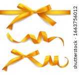 set of realistic golden ribbons ... | Shutterstock .eps vector #1663756012