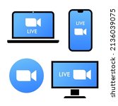 blue camera icon   live media... | Shutterstock .eps vector #2136039075