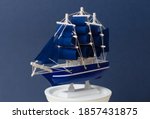 Toy Sailing Ship On A Stand On...