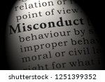 Small photo of Fake Dictionary, Dictionary definition of the word misconduct. including key descriptive words.