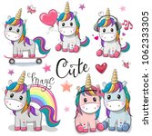 set of cute cartoon unicorns... | Shutterstock .eps vector #1062333305