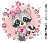 cute cartoon raccoon girl with... | Shutterstock .eps vector #1206103882