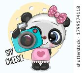 cute cartoon panda with a... | Shutterstock .eps vector #1799574118