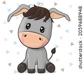 Cute Cartoon Donkey Isolated On ...