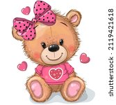 cute cartoon teddy bear girl... | Shutterstock .eps vector #2119421618