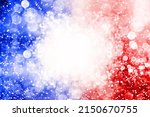 Patriotic red white and blue glitter sparkle confetti background for party invite, July 4th 14 fireworks burst, memorial flag pattern, USA fourth 4 sale, elect president vote or labor day border frame