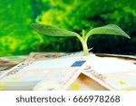 Green sprout on among European money