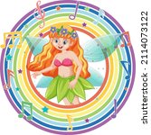 beautiful fairy in rainbow... | Shutterstock .eps vector #2114073122