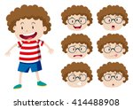 Boy With Curly Hair And Many...