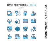 data protection icons. vector... | Shutterstock .eps vector #735214855