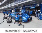 Small photo of BURIRAM - OCTOBER 3 : Calsonic Team Impul speed practicing on Nissan GT-R in Buriram United Super GT Race ,October 3, 2014 Buriram, Thailand.