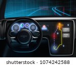 digital dashboard of autonomous ... | Shutterstock . vector #1074242588