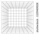 wireframe mesh cube room.... | Shutterstock . vector #1135489028