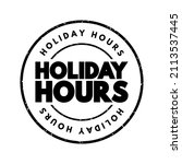 holiday hours text stamp ... | Shutterstock .eps vector #2113537445