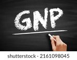 Small photo of GNP Gross National Product - total market value of the final goods and services produced by a nation's economy during a specific period of time, acronym text on blackboard