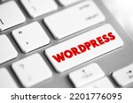Wordpress text button on keyboard, concept background
