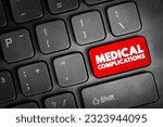 Small photo of Medical complications - unfavorable result of a disease, health condition, or treatment, text button on keyboard
