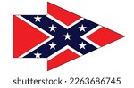 The flag of the confederates during the American Civil War set in a pointer arrow