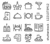 restaurant icons set on white... | Shutterstock .eps vector #1221373912