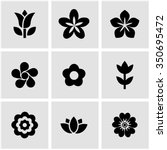 vector black flowers icon set. | Shutterstock .eps vector #350695472