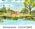 Summer Landscape With Tiger...