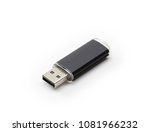USB memory isolated on white. USB memory with black body. 