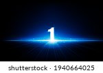 Abstract Key Door open number one Light out technology background Hitech communication concept innovation background,  vector design