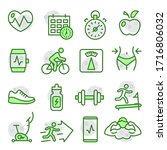 fitness and gym line icons set... | Shutterstock . vector #1716806032