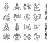 business woman line icons set... | Shutterstock .eps vector #2074862662