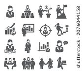 business woman icons set on... | Shutterstock . vector #2076044158