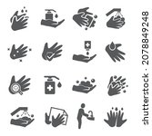 hand washing icons set on white ... | Shutterstock .eps vector #2078849248