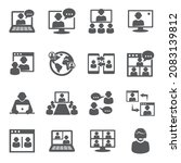 video conference icons set on... | Shutterstock .eps vector #2083139812