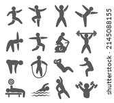 gymnastic icon set on white... | Shutterstock .eps vector #2145088155