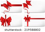 set of cards with red gift bows.... | Shutterstock . vector #219588802