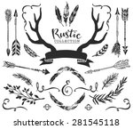 hand drawn vintage antlers ... | Shutterstock .eps vector #281545118