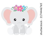 cute baby elephant girl vector...