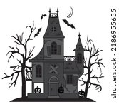 Halloween Haunted House Vector...