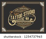 vintage tattoo logo with floral ... | Shutterstock .eps vector #1254737965
