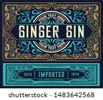 antique label with floral... | Shutterstock .eps vector #1483642568