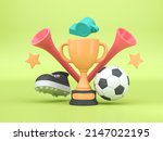 soccer trohpy with 3d boot and... | Shutterstock . vector #2147022195