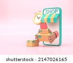 online shopping 3d concept. 3d... | Shutterstock . vector #2147026165