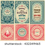 old cards set with floral... | Shutterstock .eps vector #432349465
