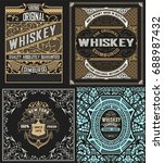 set of 4 labels. western style | Shutterstock .eps vector #688987432