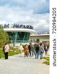 Small photo of MOSCOW, RUSSIA - SEPTEMBER 16, 2017: Park Zaryadye, central modern park near Red Square, Moscow, Russia. Project of an architectural bureau DILLER SCOFIDIO + RENFRO