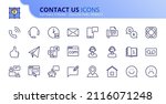 outline icons about contact us. ... | Shutterstock .eps vector #2116071248